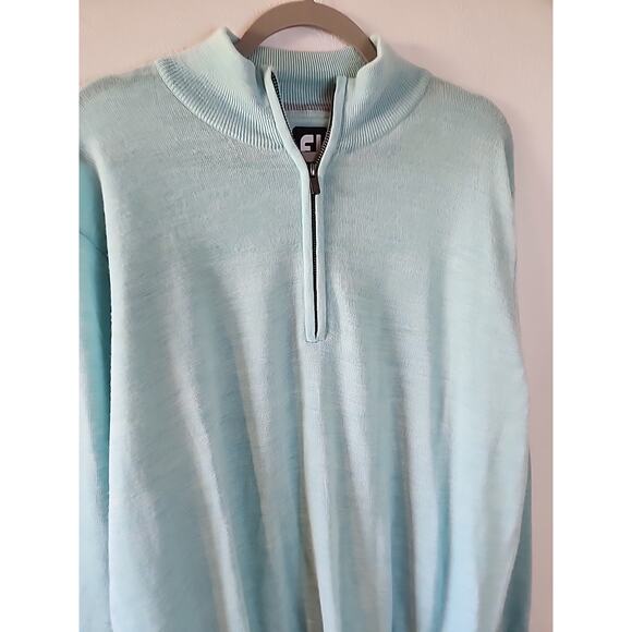 FootJoy Sweater Mens Blue Quarter Zip Pullover Golf Classic Knit FJ Wool XL - Picture 2 of 6